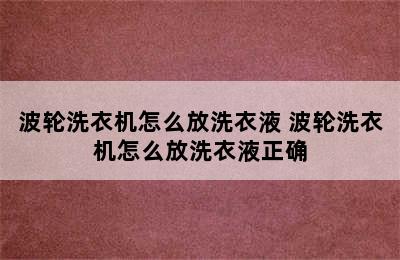 波轮洗衣机怎么放洗衣液 波轮洗衣机怎么放洗衣液正确